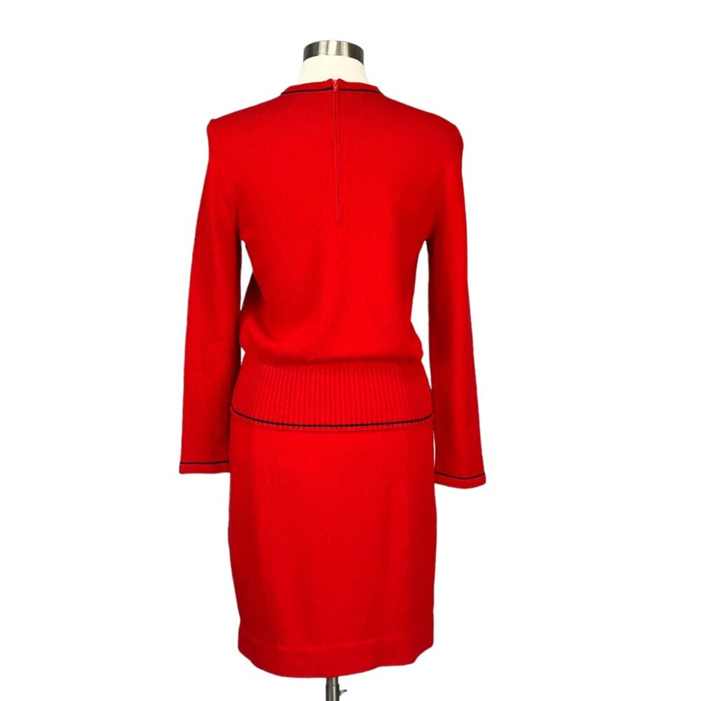 Vintage Don Sayres Wellmore Womens Santana Knit Skirt Sweater Jacket Red 10 12 - Picture 11 of 15